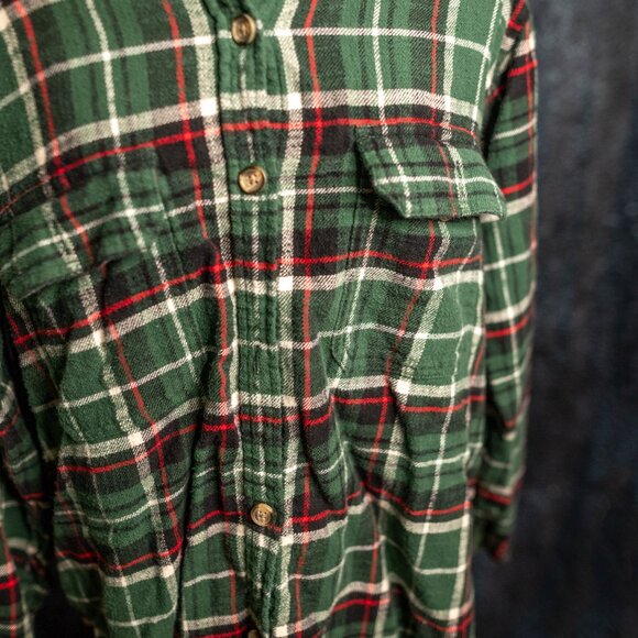 American Eagle Outfitters Green Plaid Flannel Shirt | Women Large - Picture 3 of 7